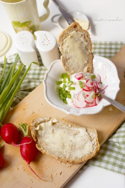 Cream cheese with radishes and spring onion