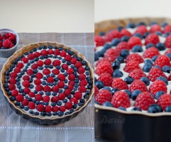 Raspberry and blueberry tart