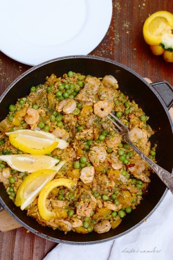Paella with brown rice